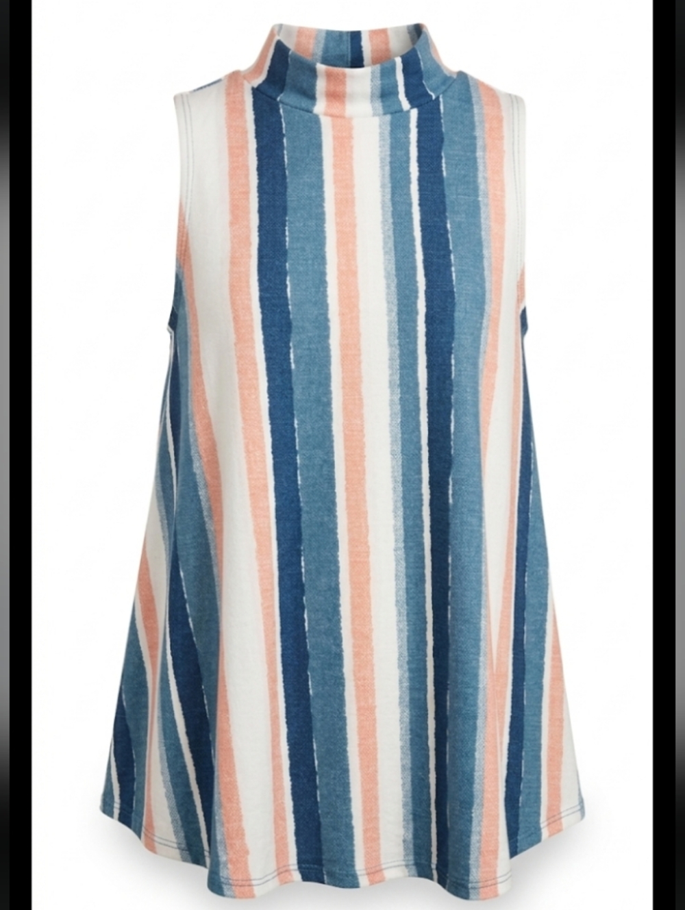 Say Anything Striped Mock Neck Tank Top - Size M
